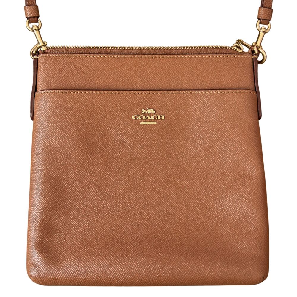 Coach Kitt Messenger Crossbody Bag Saddle Brown Crossgrain Leather